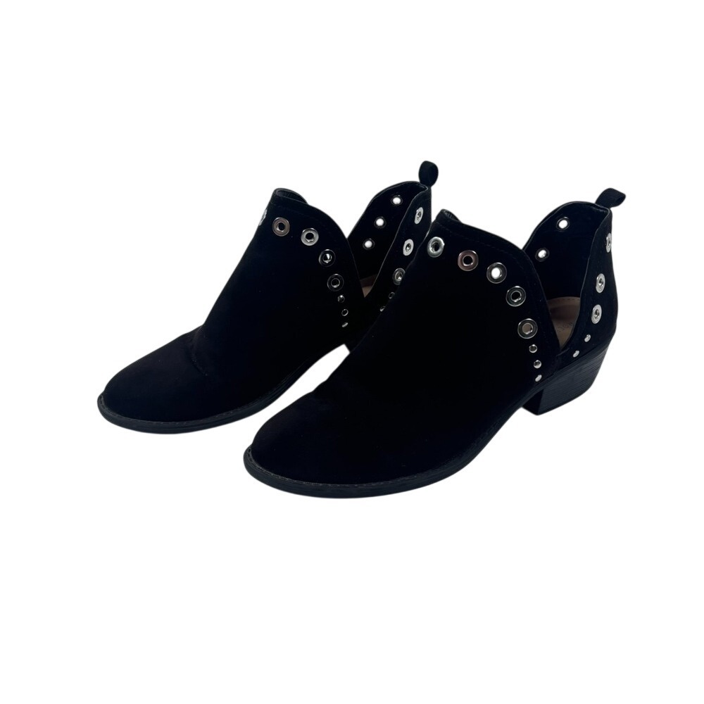 VTG Sears Roebuck Co. Black Suede Boots Grommet‎ Rivets Womens Sz 8 Boho Western